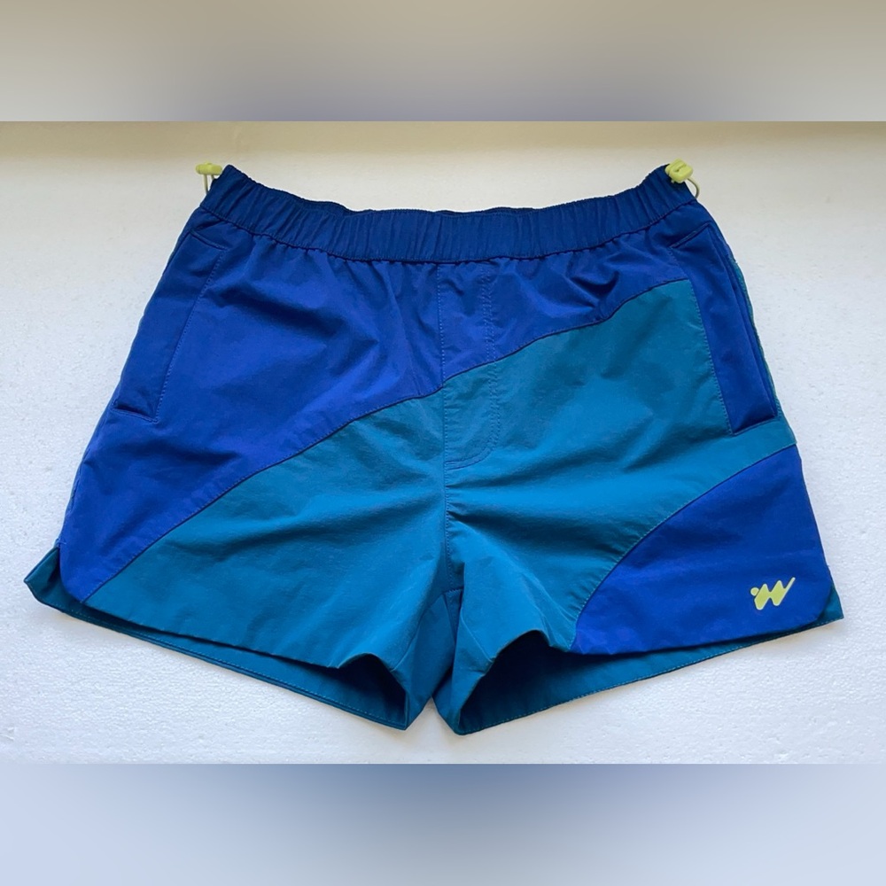 URBAN OUTFITTERS WITHOUT WALLS SHORT BLUE GREEN MEDIUM 4” INSEAM CHUBBIES EUC